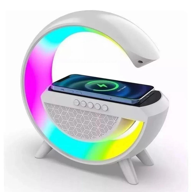 Caixa de Som Bluetooth Luminária Potente Carregador Por Indução Carregamento sem Fio - HappyShopEtc