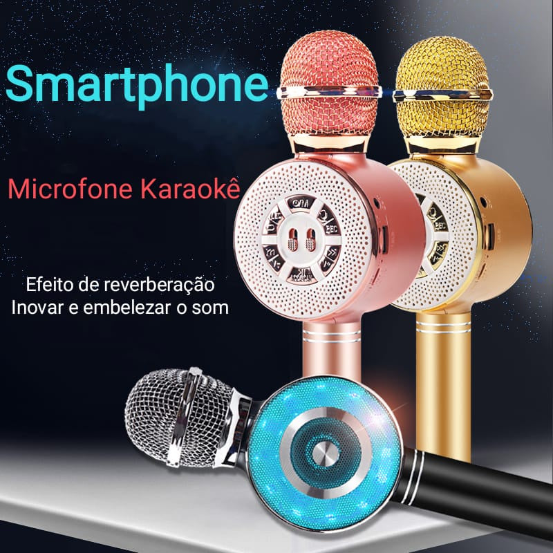 Microfone Infantil Karaokê sem fio Bluetooth - HappyShopEtc